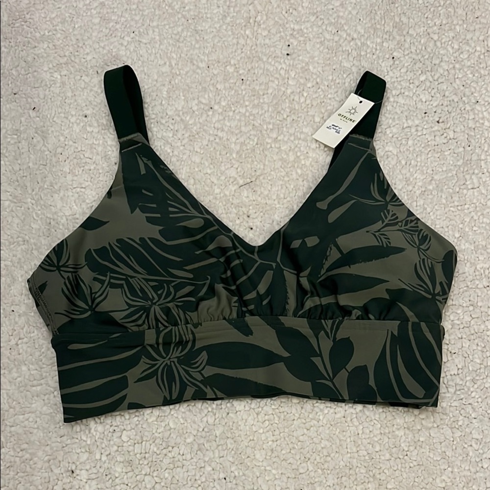 Aerie Green Leaf Bikini Top